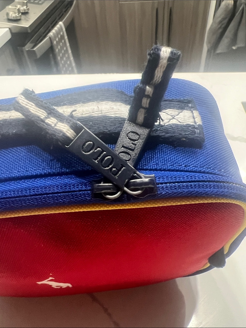 Polo by Ralph Lauren Red lunch Bag with Blue Trim - Picture 3 of 8